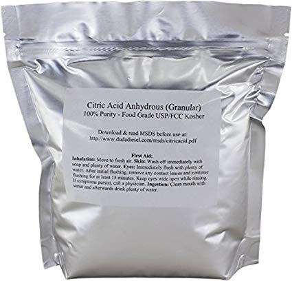Duda Energy 2caf Pure Citric Acid Food Grade FCC/USP Anhydrous Fine Granular May be used in Organic Products, 2 lb.
