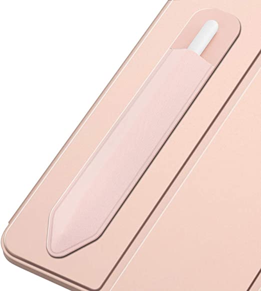 MoKo Pencil Case Holder Sticker Fit Apple Pencil 1st & 2nd, Elastic Pencil Pouch PU Leather Adhesive Sleeve Fit iPad 8th Gen 2020/7th Gen 10.2/iPad Air 4th Gen/iPad Pro 11 & 12.9 2021/2020 - Rose Gold