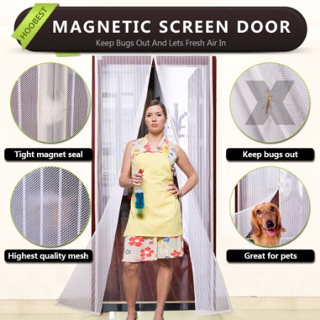 White Magnetic Screen Door,Heavy Duty Mesh Screen & Full Frame Velcro-Keep Bugs out,Let Fresh Air In.Screen Door Mesh is Bulit Tough,Close Automaticlly.Fits Door Openings Up to 34"x82" Max.