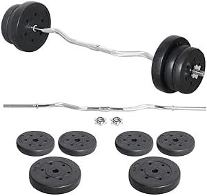 Yaheetech Juego de Mancuernas de Peso 25 kg con Barra Curl Z de 120cm Barra de Peso Musculacion con Disco de 2,5 kg/5 kg para Manillas/Brazadas/Sentadillas Gimnasio Fitness - Hierro - Negro