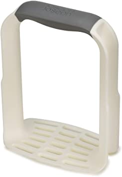 Joseph Joseph 20140 Easy-Mash Plastic Potato Masher Ergonomic with Non-slip Grip and Pan-scraping Edges Dishwasher Safe, One-size, White