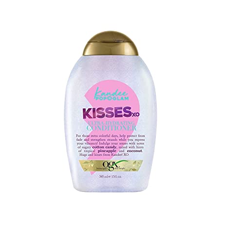 OGX Kandee Johnson Collection Hugs & Kisses Ultra Hydrating Conditioner for Color-Treated Hair, Gentle Sulfate-Free Surfactants to Soften & Moisturize Hair, Semi-Sweet Floral Scent, 13 fl. oz