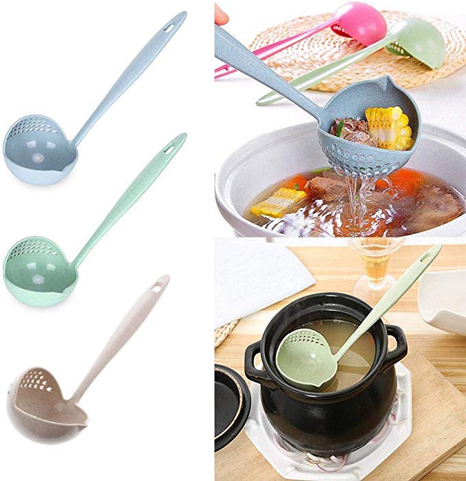 Dongtu 2 in 1 Soup Spoon Kitchen Durable Colander Long Handle Porridge Spoons with Filter Dinnerware Cooking Tools