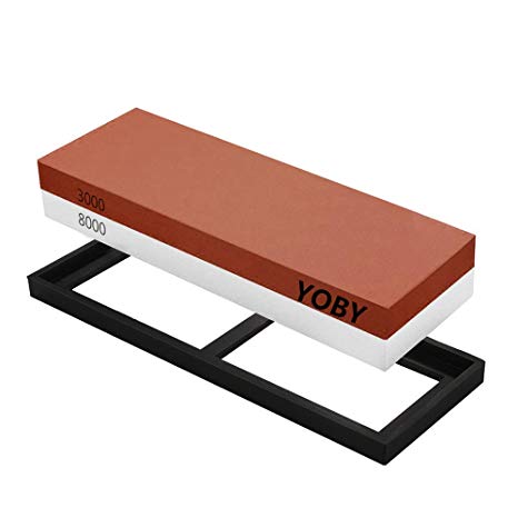 YOBY Sharpening Stone 2 Side Whetstone 3000/8000 Grit with Non-Slip Silicone Holder Professional Sharpener