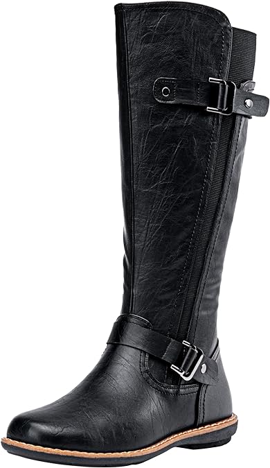 Jeossy Women's 9656 Knee-High Boots Fashion Riding Boots with Buckle