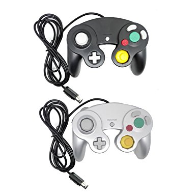 Bowink Ngc Classic Wired Shock Joypad Game Stick Pad Controller for Wii Gamecube NGC Gc Black (Black and Silver)