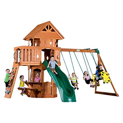 Backyard Discovery Woodland All Cedar Wood Playset Swing Set