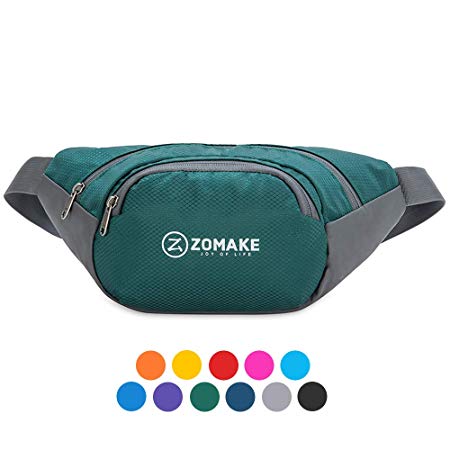 ZOMAKE Fanny Pack Water Resistant Waist Bag Hip Bum Bag for Men and Women, Large Compartment with Adjustable Strap for Outdoors Workout Traveling Casual Running Hiking Cycling