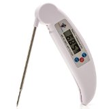KitchenDroid Digital Meat Thermometer Digital Food Thermometer Instant Read Electronic Folding Quick Food Probe Grill Thermometer White Safety Remove Fastest Most Accurate