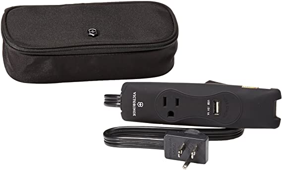 Victorinox Travel Multi-Outlet Power Strip, Black/Black Logo, One Size