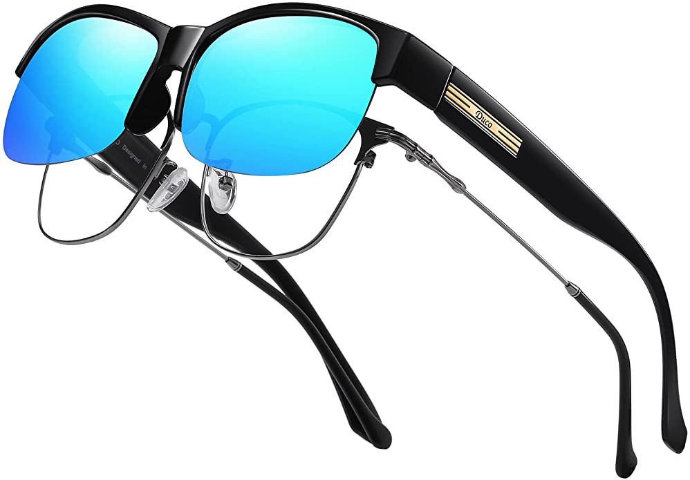 DUCO Fit Over Glasses Unisex Wraparound Glasses Fashion Rimless Wear Over Glasses Polarized Sunglasses for Men and Women 8960