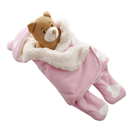 GreForest Baby Swaddle Pink Heart Seperate Legs For Autumn and Winter 0-3 Months