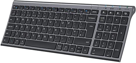 Bluetooth Keyboard for Mac, iClever 3 Multi-Device Bluetooth 5.1 Keyboard Full Size Stable Connection Keyboard for iPad, iPhone, Mac, iOS, Android, Windows, QWERTY UK Layout - Black