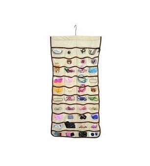 Cosmos ® Light Brown 80-Pocket 2-Sided Hanging Jewelry and Accessories Organizer   Cosmos Cable Tie