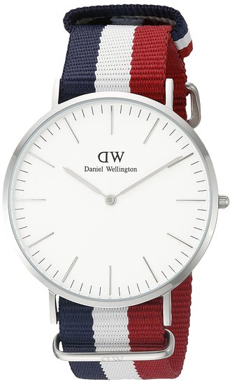 Men's 0203DW Cambridge Stainless Steel Watch With Multi-Color Nylon Band