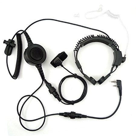 Flexible Throat Mic Microphone Covert Acoustic Tube Earpiece Headset With Finger PTT for 2 PIN Kenwood Baofeng PUXING QUANSHENG WEIERWEI WOUXUN Radio PLUS KG-659 KG-659 Plus KG-679 KG-679 Plus KG-UVD1P etc.