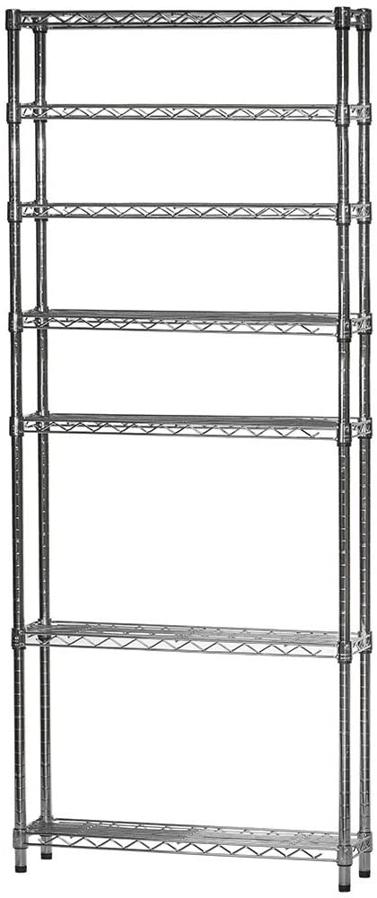 8" d x 18" w x 72" h Chrome Wire Shelving with 7 Shelves