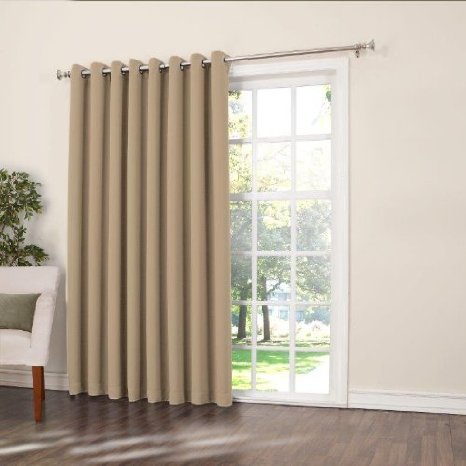 Sun Zero Barrow Extra Wide Room Darkening Patio Curtain Panel, 100 by 84-Inch, Solid, Taupe