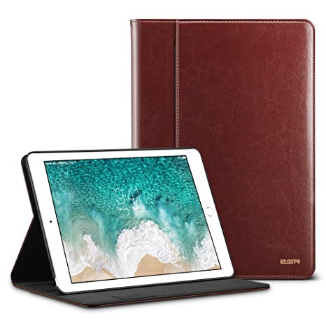 iPad Pro 10.5 Inch Case, ESR Premium Leather Business Multi-Functional Folio Stand Cover Hand Strap Pencil Holder Organizer Pocket Smart Auto Wake & Sleep for iPad Pro 10.5 inch, Brown