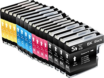 Sherman Inks and Toner Cartridges ® 16 Pack Brother LC71 LC 71/LC75 LC 75 Ink Cartridge 4 Black, 4 Cyan, 4 Magenta, 4 Yellow Multipack Compatible Replacement for Inkjet Printers: DCP-J525W, DCP-J725DW, DCP-J925DW, MFC-J280W, MFC-J425W, MFC-J430W, MFC-J435W, MFC-J5910DW, MFC-J625DW, MFC-J625W, MFC-J6510DW, MFC-J6710DW, MFC-J6910DW, MFC-J825DW, MFC-J835DW, MFC-J5910DW, MFC-J6510DW, MFC-J6710DW, MFC-J6910DW Bundle Set BK C M Y LC-71BK, LC-71C, LC-71M, LC-71Y, LC-75BK, LC-75C, LC-75M, LC-75Y