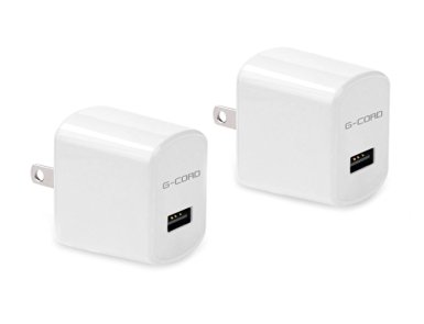 G-Cord 2 Packs 2.1A Universal USB Travel Wall Charger AC Power Adapter High Speed Fast Charging for Smartphones and Tablets (White)