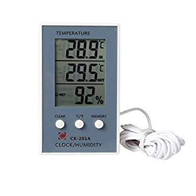 BonyTek Temperature Hygrometer Digital LCD Display Electronic Humidity Sensor Thermometer Monitor Meter Indoor Outdoor Home Weather Station - Grey