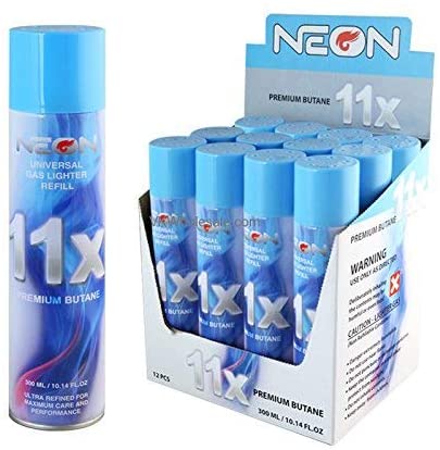 Neon 11x Ultra Refined Butane Fuel Lighter Refill Gas Pack of 12
