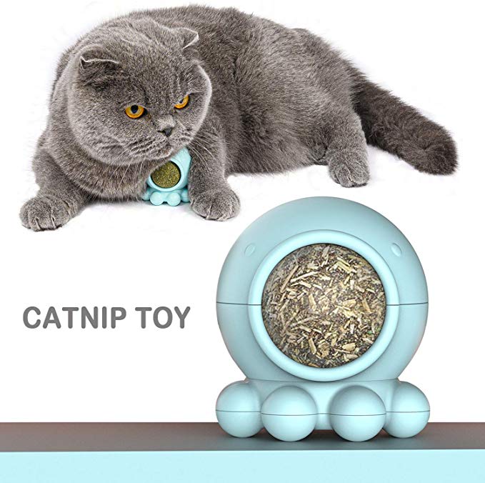 ARELLA Octopus Cat Toy with Compressed Catnip Ball 360 Degree Rotation for Chasing Games Cleaning Teeth Protecting Stomach Kitty's Faithful Playmate CSB03BU