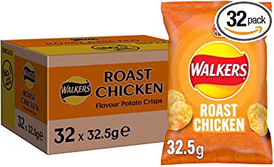 Walkers Roast Chicken Crisps Box, 32.5 g (Case of 32)