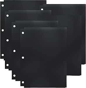 Youngever 6 Pack Heavy Duty Plastic Two Pocket Folders, Binder Dividers with Pocket, 3 Hole Punch Folder with Notches, Binder Folders (Black)