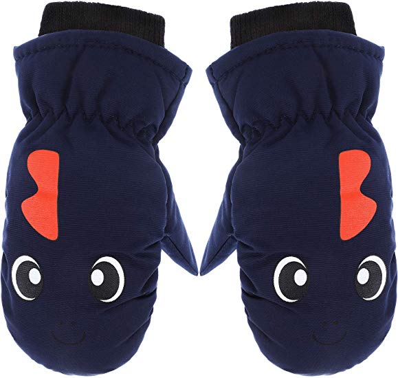 Boao Snow Mittens Winter Ski Mittens Waterproof Warm Cotton-lined Gloves for Kids