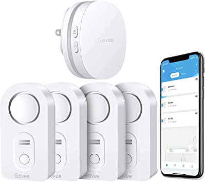 Govee WiFi Water Sensor 3 Pack, 100dB Adjustable Alarm Bundle with Govee Water Detector, 100dB Adjustable Audio Alarm Sensor