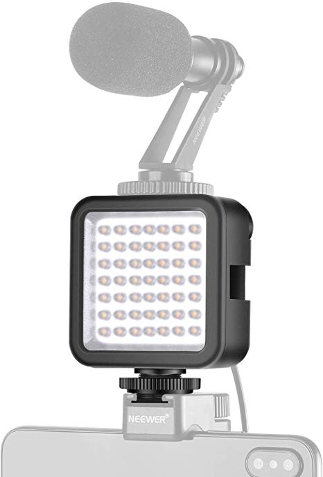 Neewer Ultra Bright Mini LED Video Light - 49 Dimmable High Power LED Panel Video Light Compatible with DJI Ronin-S OSMO Mobile 2 Zhiyun WEEBILL Smooth 4 Gimbal Canon Nikon Sony DSLR Cameras etc