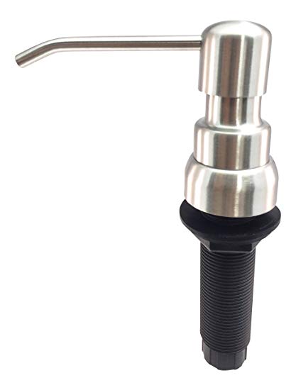 SPECIAL PRICING Kitchen-Classics Best Stainless Steel Sink Soap Dispenser (Satin) Model SSD4 - Large Capacity 17 OZ Bottle - Easy Installation - Well Built and Sturdy - 5 Yr Replacement Warranty