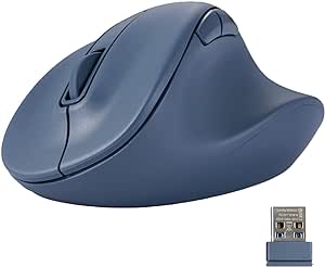 ELECOM Wireless Ergonomic Shape Mouse, 2.4GHz with Mini USB Receiver, Silent Click, Right Hand 2000DPI, 5 Buttons, Optocal Sensor, Compatible with PC, Mac, Laptop, EX-G, Lsize Blue (M-XGL30DBSKBU)