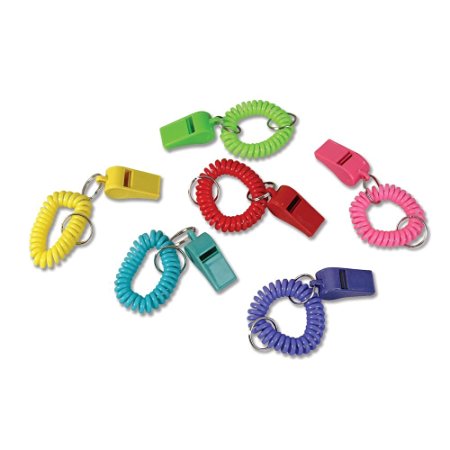 24 Colorful Spiral Bracelet and Keychain Whistles ~ 2 Dozen Fun noise making Whistles ~ Party Birthday Favors ~ Prize Fairs/ Parties /Sports Team/ Gifts Loot Bags/ Easter/