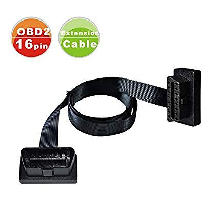 ASSEM® Obdii Obd2 16 Line with 16 Pin Ultra Flat Low Profile Male to Female Extension Cable , Ribbon Cable (3.3ft / 1.0m)