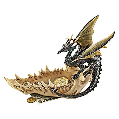 Design Toscano Jaw of the Dragon Offering Dish Gothic Statue, 9 Inch, Polyresin, Full Color