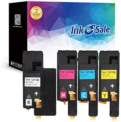 INK E-SALE Compatible Toner Cartridges Replacement Dell 1250 Laser Printers 1250c 1350cnw 1355cn 1355w 1355cnw C1760nw C1765nf C1765nfw C1760 (KCMY) 4-Pack