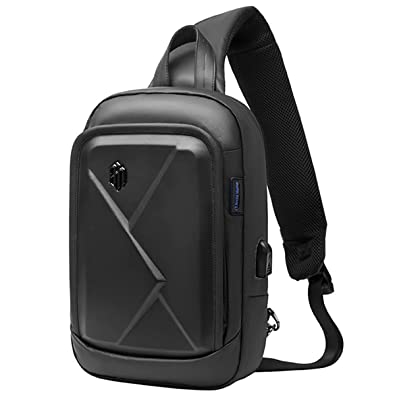 Arctic Hunter Sling Bag for Men,Chest Bag for Men Crossbody Bag for Men Stylish Shoulder Bag for Men Water&Scratch Resistant,Anti-Theft Mens Sling Bag Side Bag with USB Charging Port Earphone Port Fit Up to 10inch iPad,Black