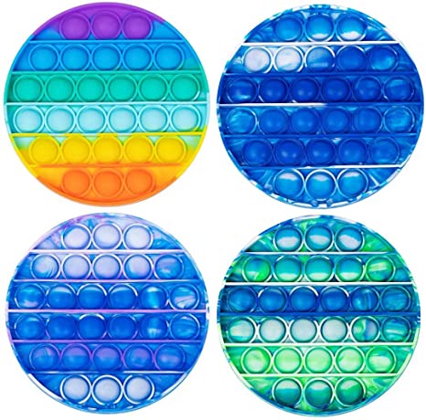 Push pop Bubble Sensory Fidget Toy Autism Special Needs Stress Reliever - Great for The Old and The Young (Round Camouflage 3PCS Rainbow 1PCS)