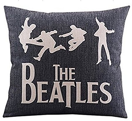 Createforlife Cotton Linen Decorative Throw Pillow Case Cushion Cover the Beatles Music Black Square 18"