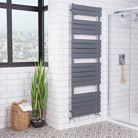 Heated Towel Rail Bathroom Radiator Designer Flat Panel - 1800 x 600mm Grey Juva