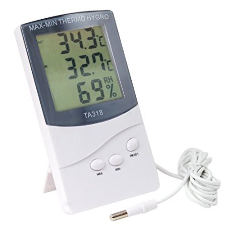 VALUE MAKERS LCD Display Digital Thermometer Hygrometer with Dual Sensors - Indoor/ Outdoor Max-Min Thermo Hygro - Portable Home Wall/ Desk Temperature Meter Hygrometer with Stand - Humidity Meter Hygrometer