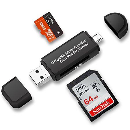 TedGem Micro SD Card Reader, TF Card Reader,USB 2.0 Memory Card Reader with OTG Adapterwith standard USB Male & Micro USB Male Connector for Smartphones/Tablets with OTG Function