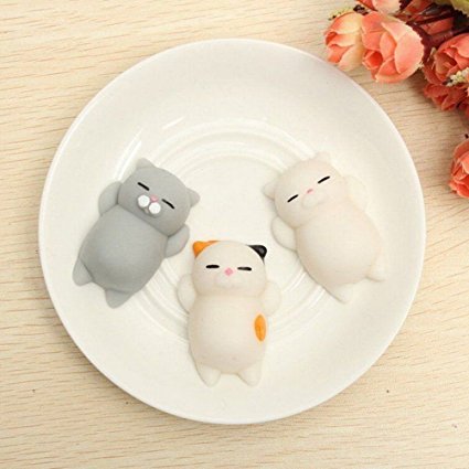 1 Pcs Slow Rising Squishy Toys,Stress Relief Soft Kawaii Expression Face Sleeping Cat Charm,Random Colour BY DINGJIN