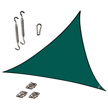 Cool Area Triangle 9 Feet 10 Inches Durable Sun Shade Sail with Stainless Steel Hardware Kit, UV Block Fabric Patio Shade Sail in Color Green