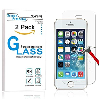 iPhone SE Screen Protector - KATIN [2-Pack] Apple iphone SE , iPhone 5C , iPhone 5 , iPhone 5S Premium Tempered Glass 9H Hardness , 3D Touch Compatible with Lifetime Replacement Warranty