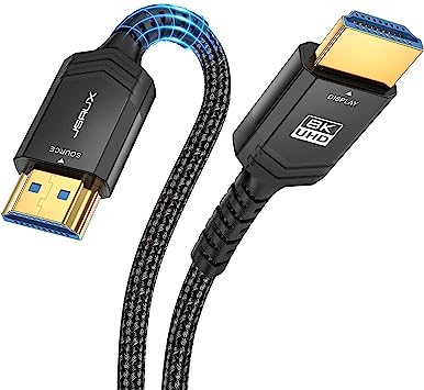 JSAUX Long HDMI Cable Fiber Optic 33FT, 8K 48Gbps Ultra High Speed Slim HDMI Braided Nylon 8K@60Hz 4K@120Hz