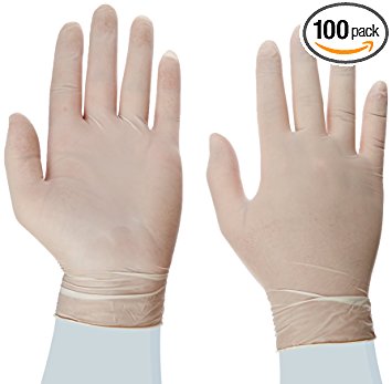Disposable Latex Gloves, Powder Free size medium, 100 gloves per box